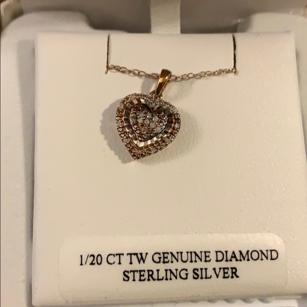 Heart necklace 1/20 carattw diamond sterlingsilver - Picture 2 of 6